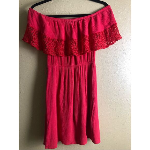 MAUDE DRESS RED ELASTIC WAIST Off Shoulder Size S - Picture 5 of 13